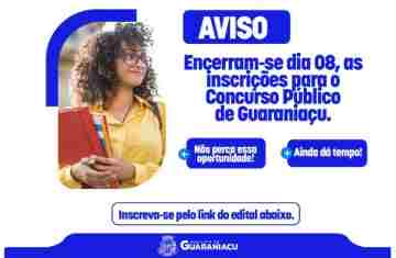Guaraniaçu - Encerra na próxima quinta-feira, dia 08, as inscrições para o Concurso Público 